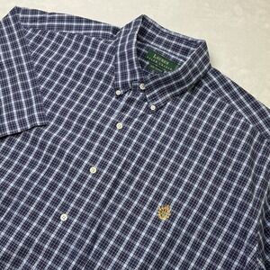 Ralph Lauren Lauren Plaid Button Down Shirt Men's XXL Short Sleeve Crest Classic